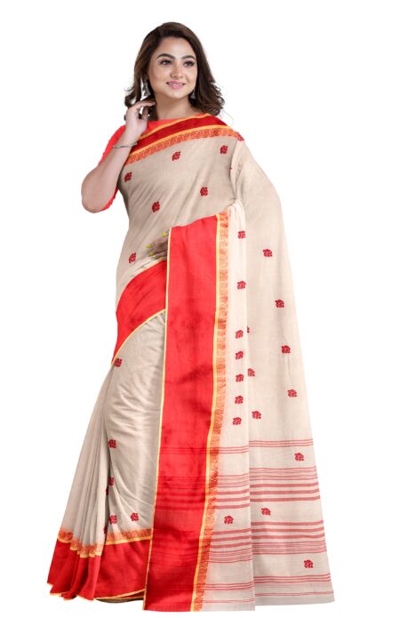 Handwoven Dhaniakhali Cotton Saree - Image 4