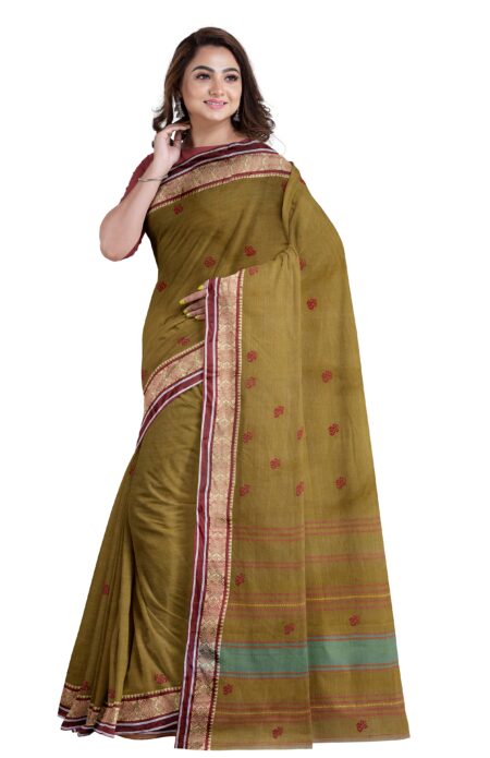 Handwoven Dhaniakhali Cotton Saree - Image 3