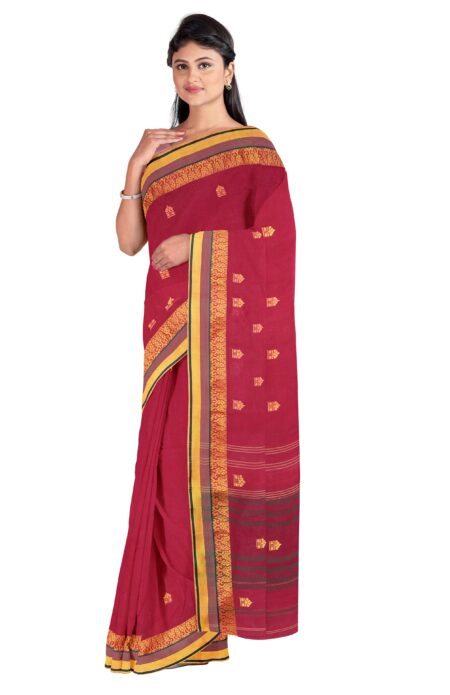 Handwoven Dhaniakhali Cotton Saree - Image 3