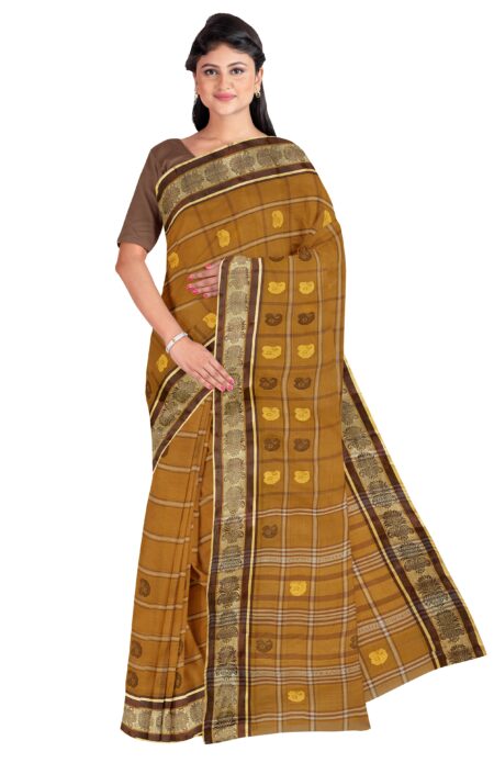 Handwoven Dhaniakhali Cotton Saree - Image 3