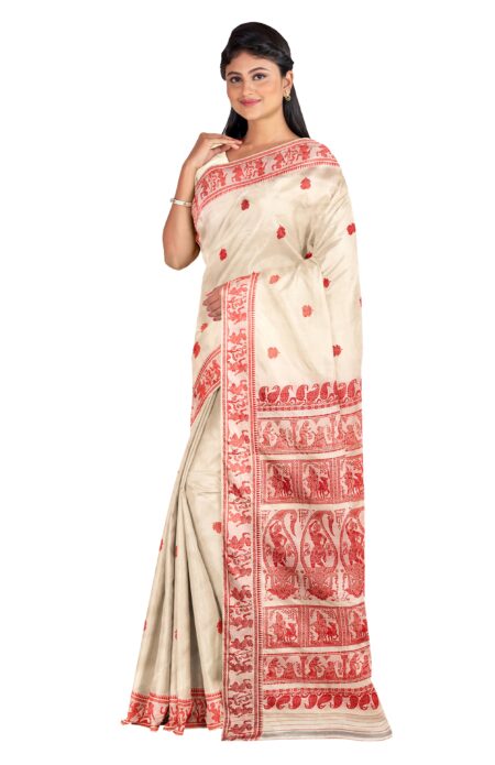 Baluchari Silk Saree - Off-White - Image 2