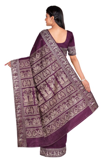 Baluchari Silk Saree - Megenta - Image 2