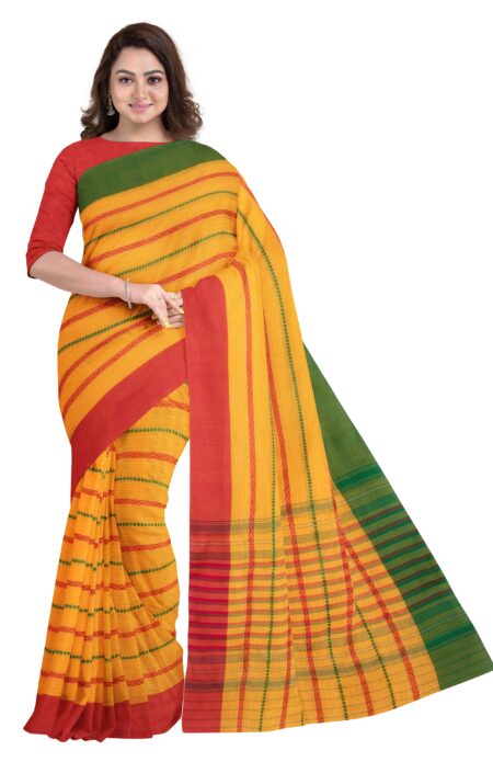Handwoven Dhaniakhali Cotton Saree - Image 3