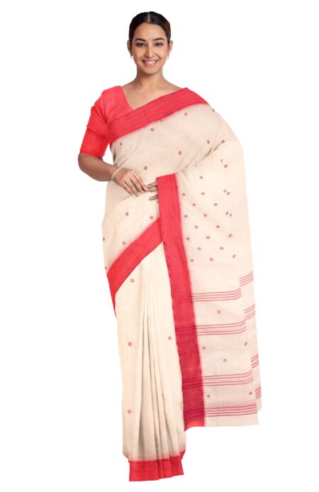 Handwoven Dhaniakhali Cotton Saree - Image 3