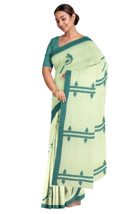 Printed Handwoven Cotton Saree - Image 3