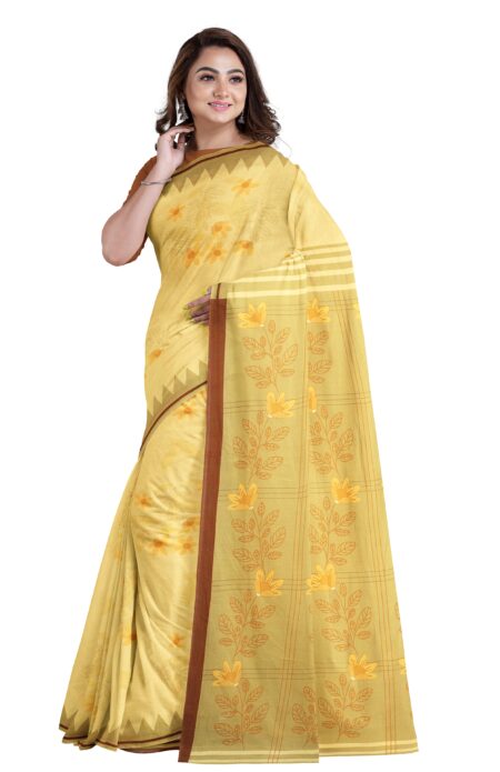 Printed Handwoven Cotton Saree - Image 3
