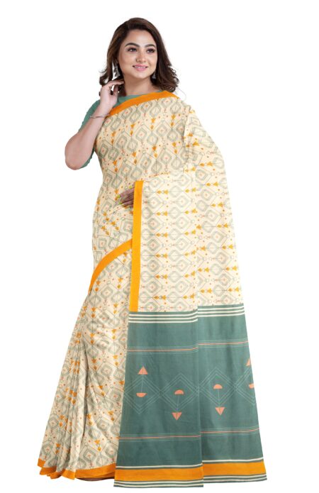 Printed Handwoven Cotton Saree - Image 3