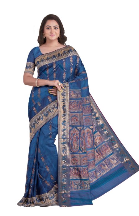 Baluchari Silk Saree - Cobalt Blue