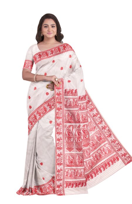 Baluchari Silk Saree - White