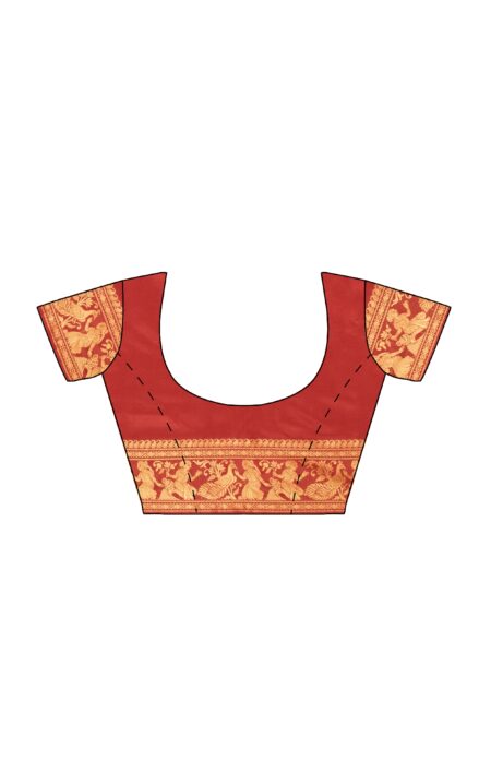 Baluchari Silk Saree - Red - Image 4