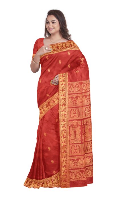 Baluchari Silk Saree - Red - Image 2