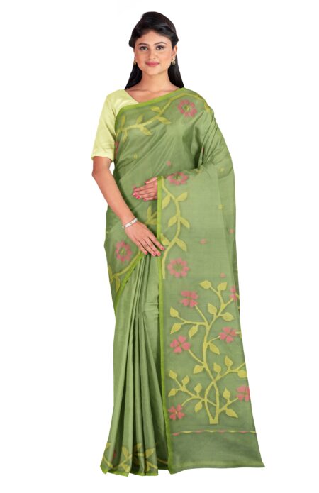 Kora Silk Jamdani Saree - Image 3