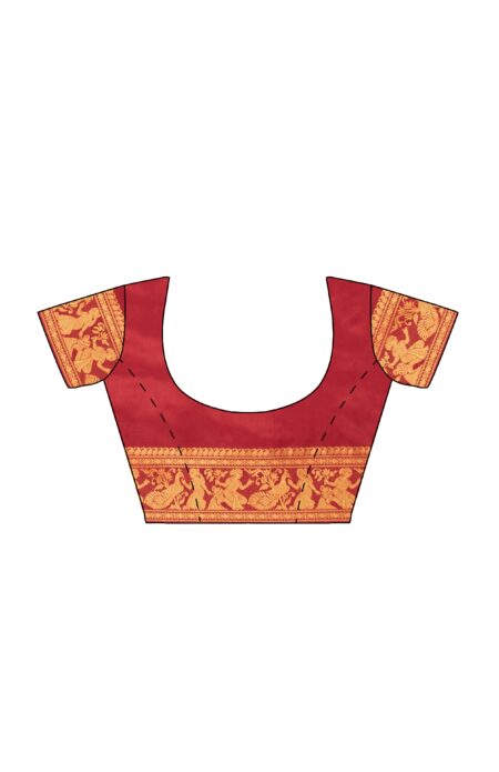Baluchari Silk Saree - Red - Image 4