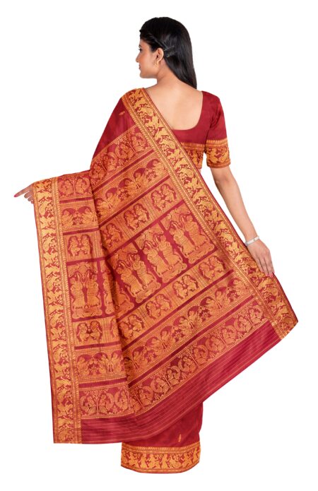 Baluchari Silk Saree - Red - Image 2