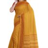 Mustered Yellow sleek red border Begumpuri Printed saree