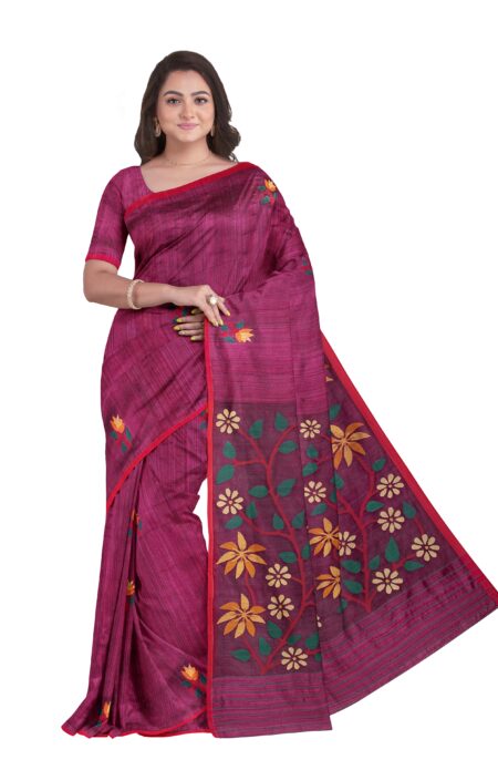 Matka Silk Jamdani Saree - Image 2