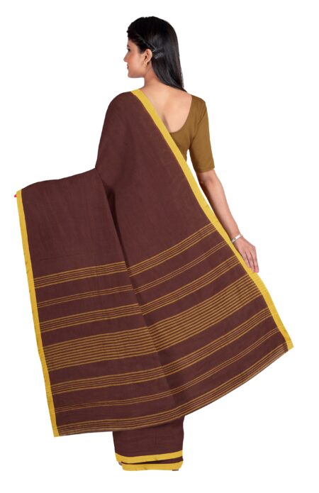 Santipuri Cotton Saree with Yellow Border