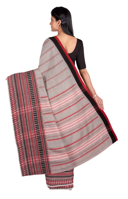 Gray Handwoven Dhaniakhali Cotton Saree