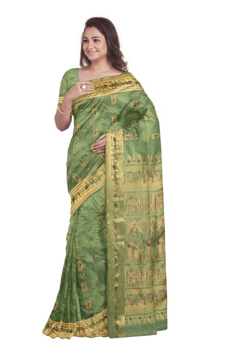Swarnachari Silk Saree With Meena Work - Image 2