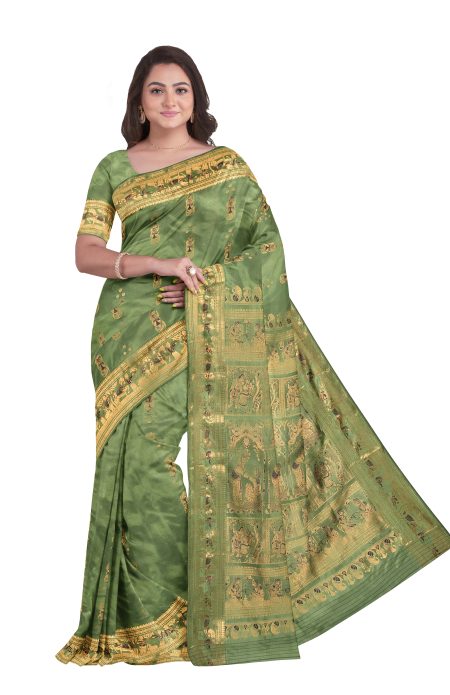 Swarnachari Silk Saree With Meena Work