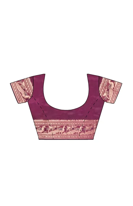 Baluchari Silk Saree - Deep Violet - Image 4