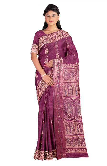 Baluchari Silk Saree - Deep Violet