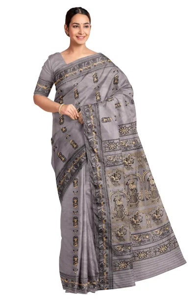 Baluchari Silk Saree - Slate