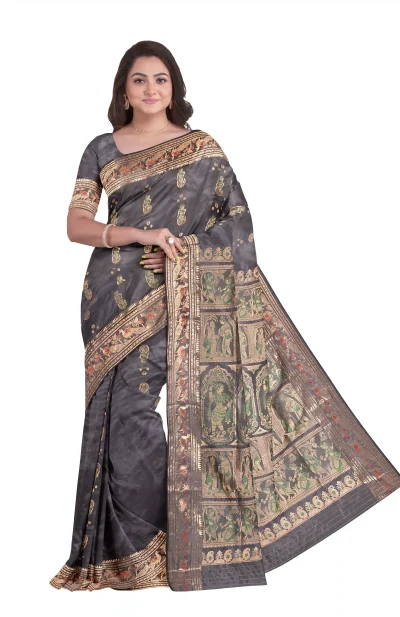 Baluchari Silk Saree - Slate