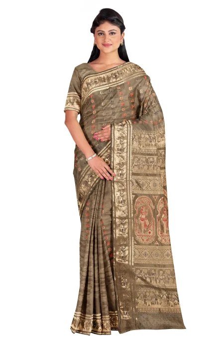 Baluchari Silk Saree - Olive