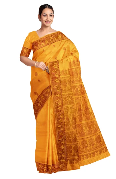 Baluchari Silk Saree - Yellow