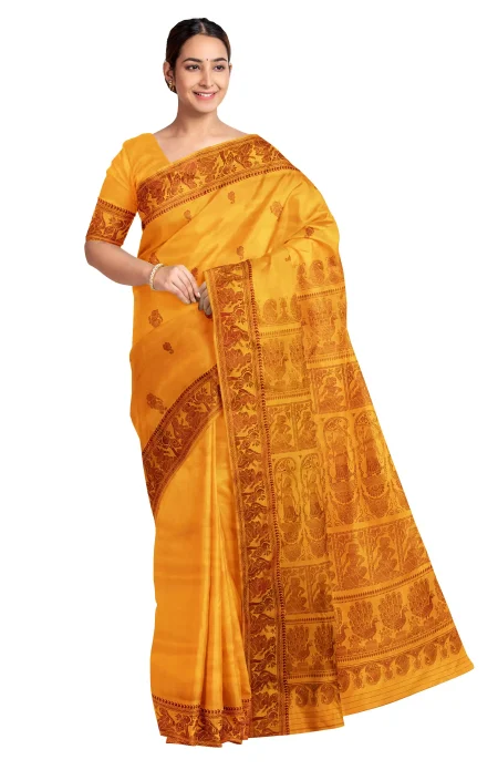 Baluchari Silk Saree - Yellow