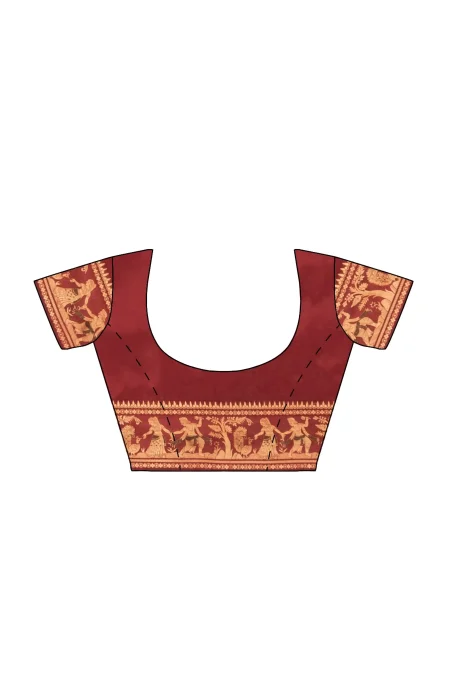 Baluchari Silk Saree - Maroon - Image 2