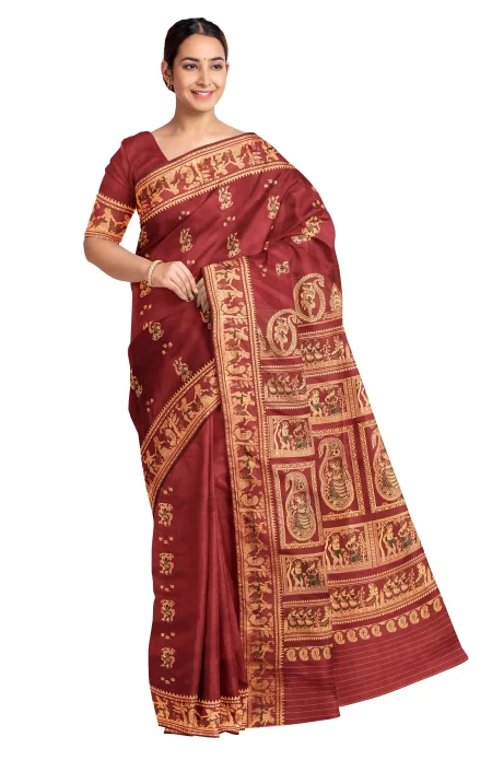 Baluchari Silk Saree - Maroon