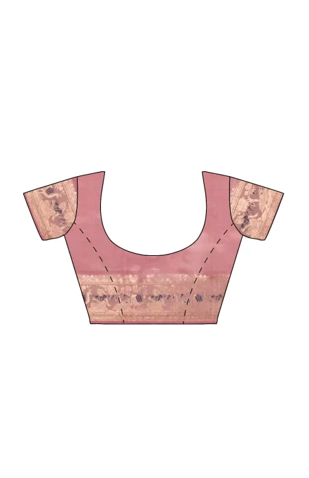 Baluchari Silk Saree - Pastel Pink - Image 4