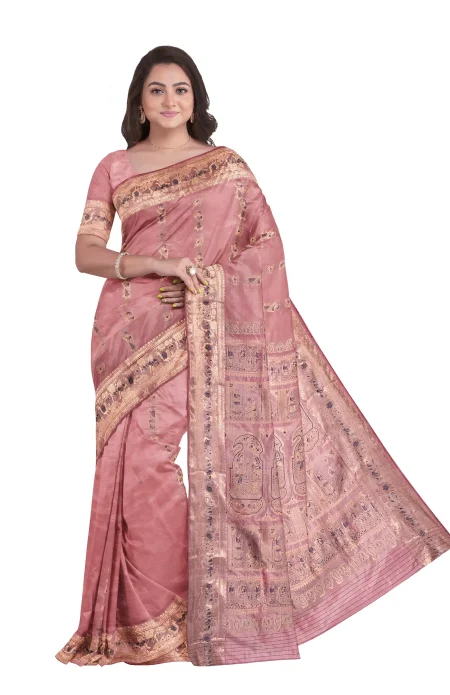 Baluchari Silk Saree - Pastel Pink