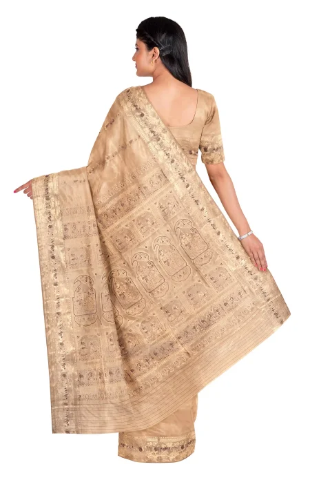 Baluchari Silk Saree - Sandal - Image 2