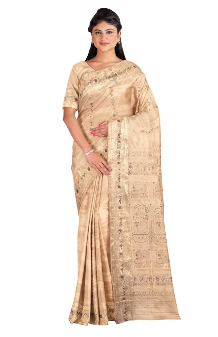 Baluchari Silk Saree - Sandal