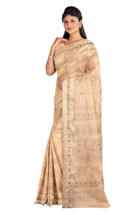 Baluchari Silk Saree - Sandal - Image 3