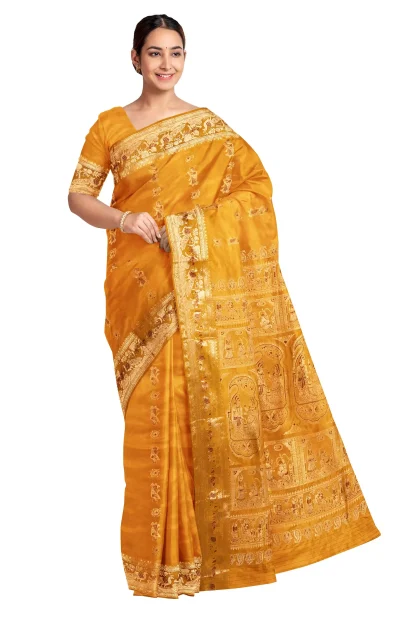 Baluchari Silk Saree - Mustard