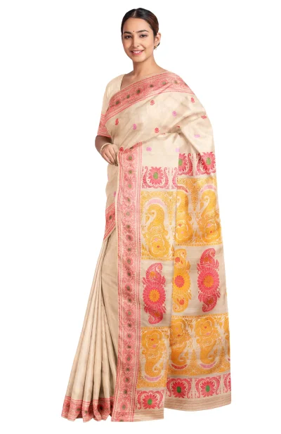 Tussar Silk Baluchari Saree Beige