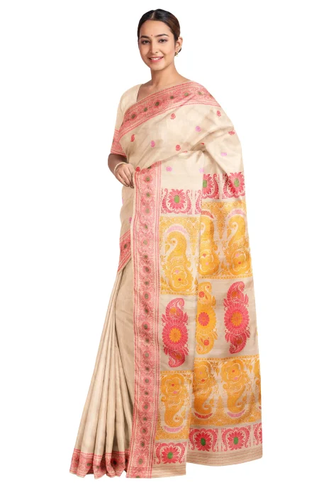 Tussar Silk Baluchari Saree Beige