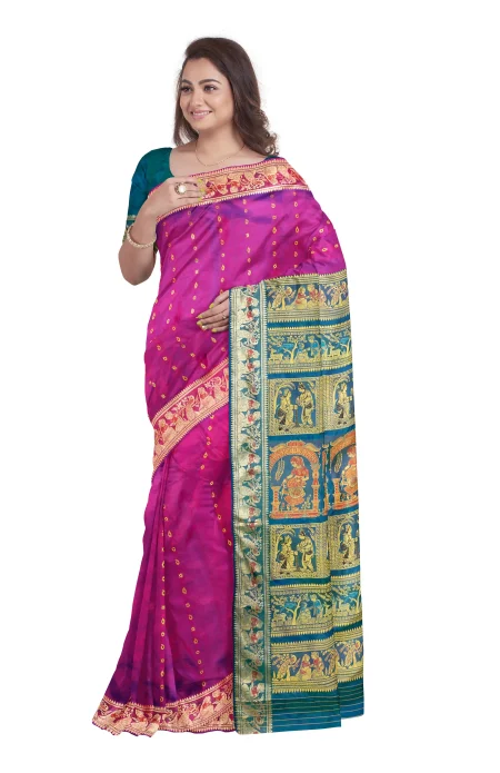 Baluchari Silk Saree - Multi Colour - Image 2