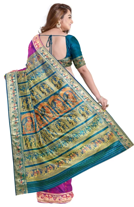 Baluchari Silk Saree - Multi Colour - Image 3