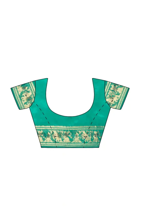 Swarnachuri Silk Saree - Sea Green - Image 4