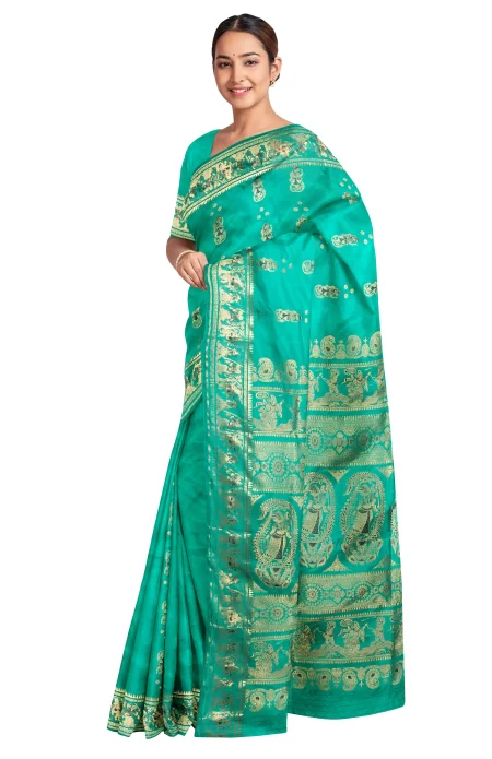 Swarnachuri Silk Saree - Sea Green - Image 3