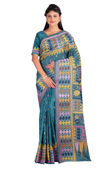 Kantha Silk Saree Gachi Tussar
