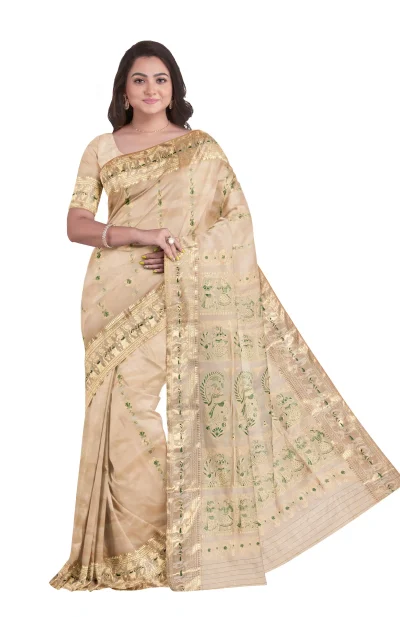 Baluchari Silk Saree - Cream