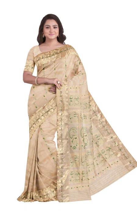 Baluchari Silk Saree - Cream