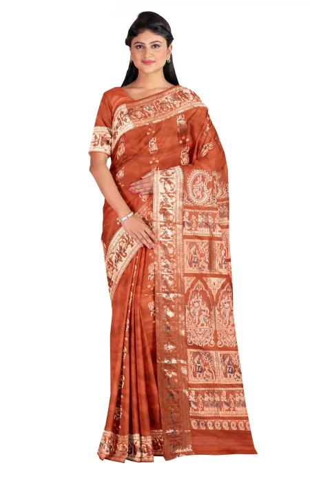 Baluchari Silk Saree - Rust