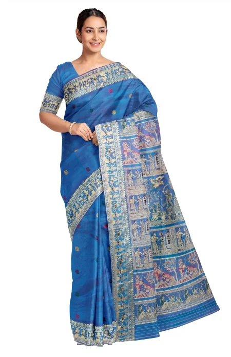 Baluchari Silk Saree - Cobalt Blue